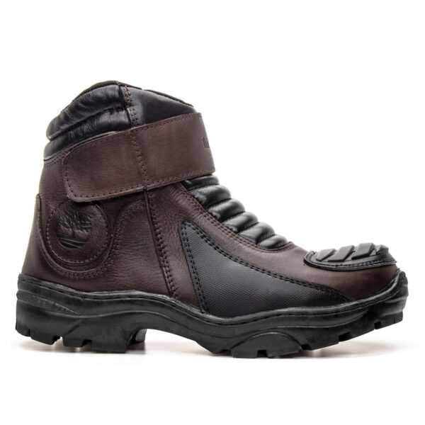 BOTA EM COURO MOTORCYCLE - CAFÉ E PRETO